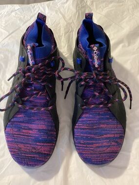 Columbia MENS 10SH/FT Outdry Waterproof Black Blue Hiking Trekkin Boots Sneakers